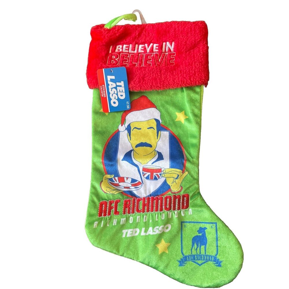 Ted Lasso Christmas Stocking AFC Richmond I Believe In Believe 17” Green Red